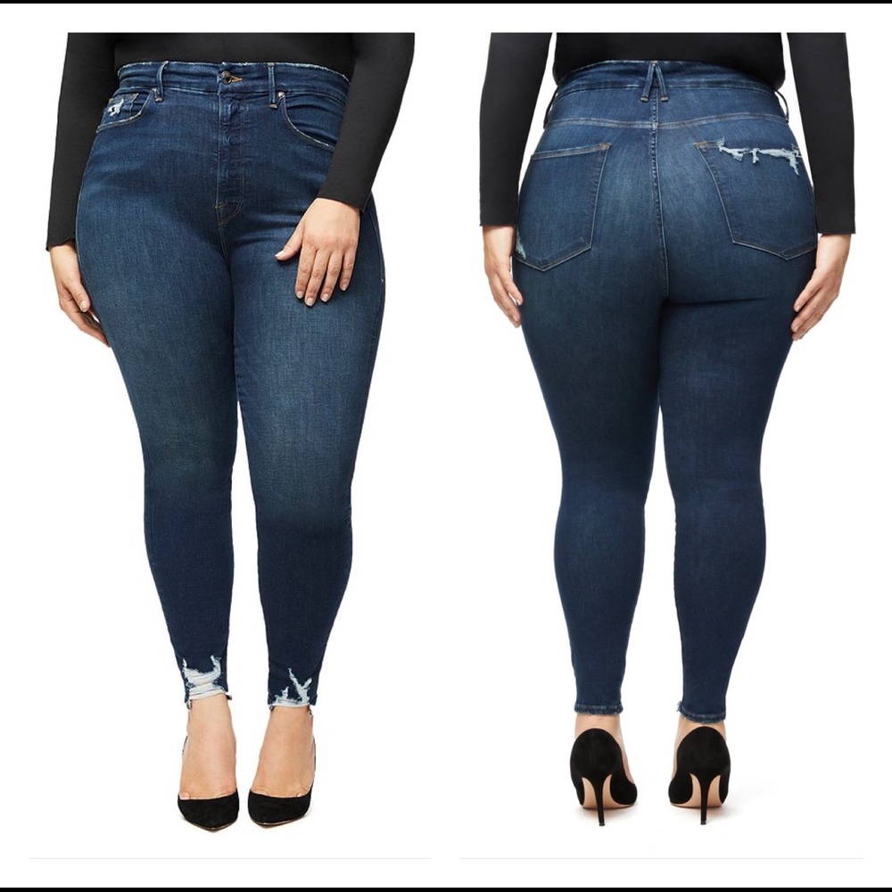 NWT Good American Good Waist Distressed Frayed Hem Skinny Denim Jeans Plus Size - Picture 2 of 8